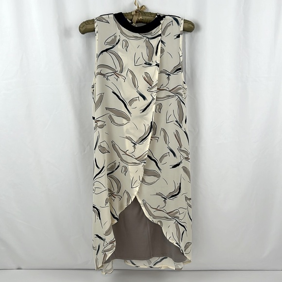 The Cause Collection Silk Sleeveless Mini Dress Ivory Abstract Bird Print size S - Picture 3 of 11